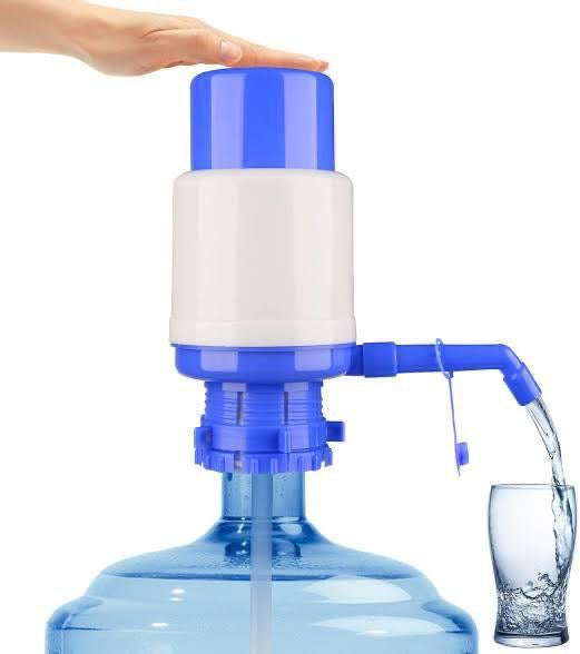 Manual Water Pump for 19L Bottles - Blue & White Bottled Water Dispenser Pump with Vacuum Action