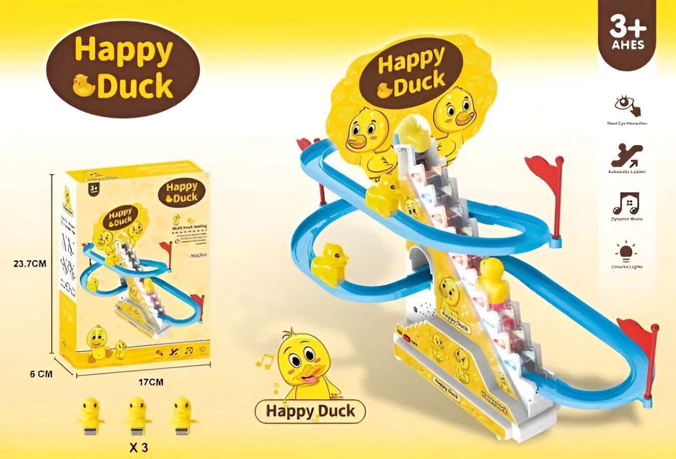 Giant Happy Ducks Racing Track Toy with Flags, Music & Light Effects